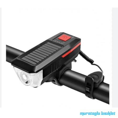 TEX XBYC-6144 ÖN IŞIK-KORNA - USB ŞARJLI - SİYAH KIRMIZI