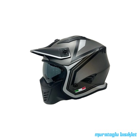 SWAY - FS-X2 TOKYO FULLFACE KASK - TİTANYUM BEYAZ SİYAH - Medium beden