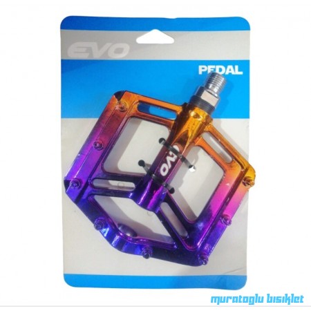 EVO Alüminyum Pedal Rulmanlı Çivili  - Mor/Turuncu