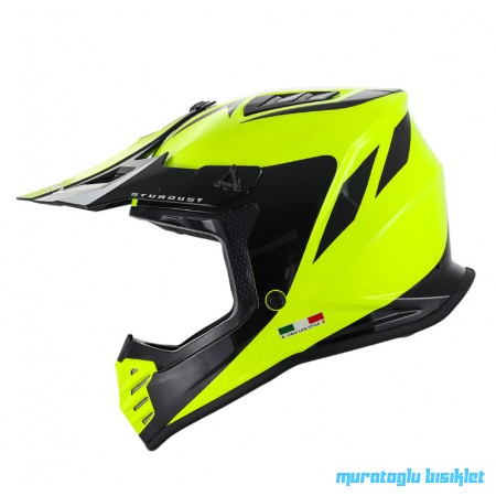 SWAY - FS-618 STARDUST CROSS KASK - PARLAK SARI SİYAH - LARGE BEDEN