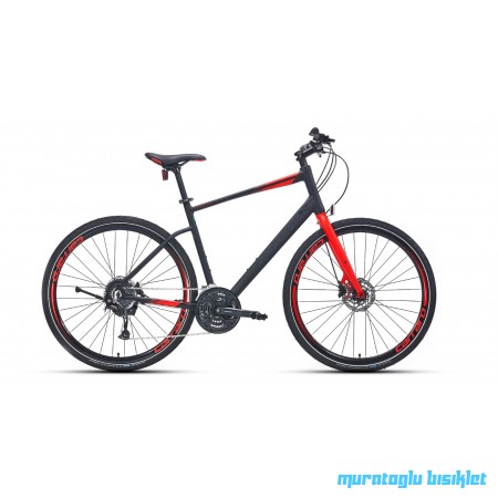 28J CARRARO SPORTIVE 328C ŞEHİR BİSİKLETİ - MAT SİYAH KIRMIZI - 52 KADRO