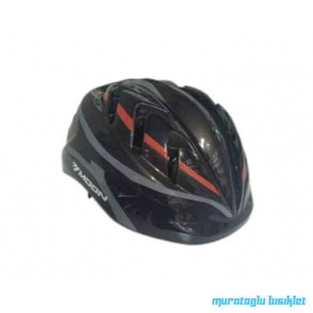 MOON MV-7 ÇOCUK KASK ÇİZGİ DESENLİ - SİYAH KIRMIZI  GRİ - M