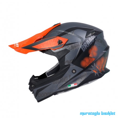 	SWAY - FS-617 POW CROSS KASK - MAT SİYAH TURUNCU - XLARGE BEDEN