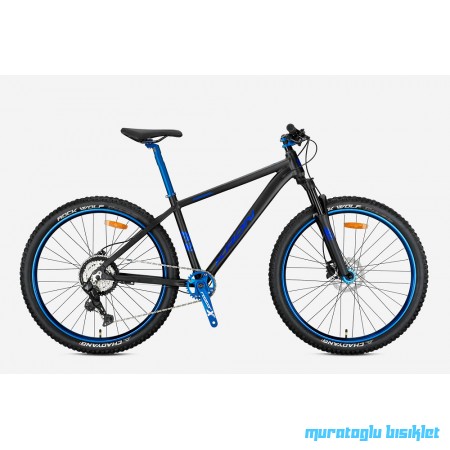 26J KRON REBEL 8V HD DAĞ BİSİKLETİ - MAT SİYAH MAVİ - 38 kadro