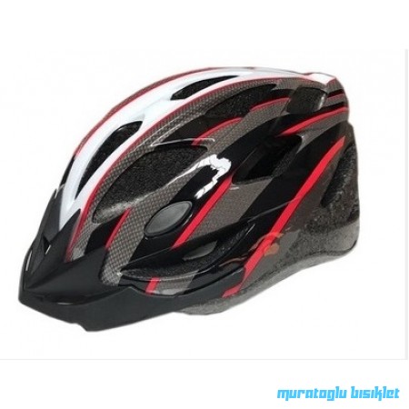 MOON MV-23 KASK - SİYAH-KIRMIZI BEYAZ - L beden