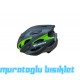 MOON MV-29  KASK IŞIKLI   - MAT SİYAH CARBON YEŞİL - L