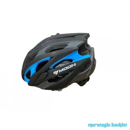 MOON MV-29  KASK IŞIKLI   - MAT SİYAH CARBON MAVİ - L