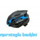 MOON MV-29  KASK IŞIKLI   - MAT SİYAH CARBON MAVİ - L