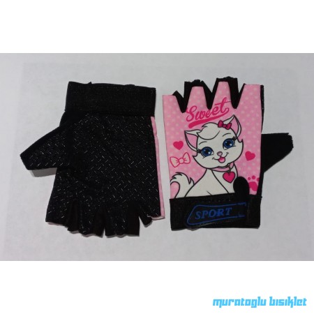 XBYC HJ-1509  KIZ ÇOCUK ELDİVENİ - KEDİ - PEMBE BEYAZ