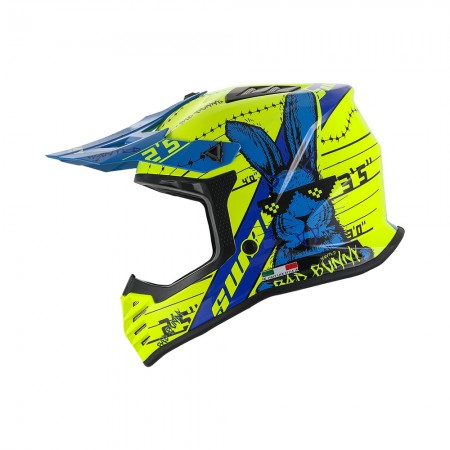 SWAY - FS-618 BUNNY CROSS KASK - PARLAK NEON SARI LACİVERT - LARGE BEDEN