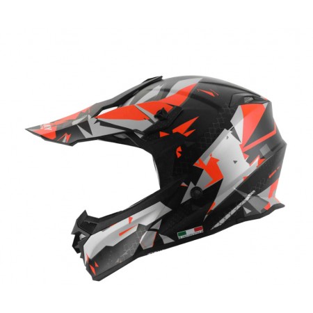 SWAY - FS-617 CHAOS CROSS KASK - SİYAH KIRMIZI GRİ - XLARGE BEDEN