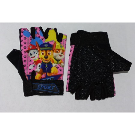 XBYC HJ-1509  KIZ ÇOCUK ELDİVENİ - ÜÇ KÖPEK - PEMBE SİYAH