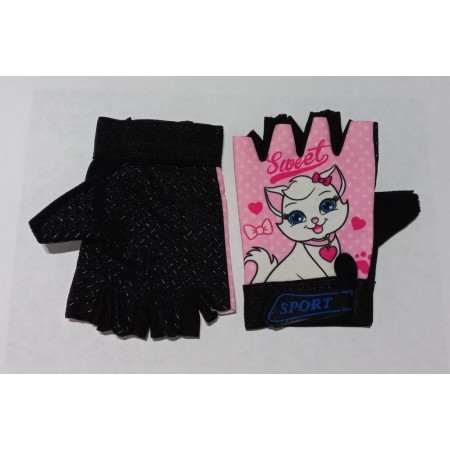 XBYC HJ-1509  KIZ ÇOCUK ELDİVENİ - KEDİ - PEMBE BEYAZ