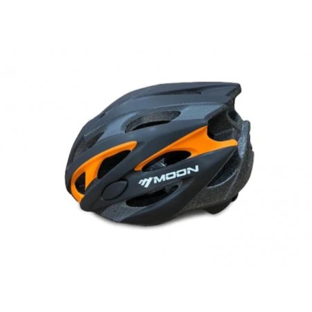 MOON MV-29  KASK IŞIKLI   - MAT SİYAH CARBON TURUNCU - L