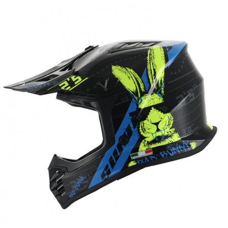 SWAY - FS-618 BUNNY CROSS KASK - PARLAK SİYAH MAVİ YEŞİL - LARGE BEDEN