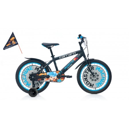 20J CARRARO MONSTER ÇOCUK BİSİKLETİ  - MAT SİYAH GRİ MAVİ