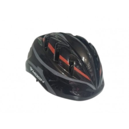 MOON MV-7 ÇOCUK KASK ÇİZGİ DESENLİ - SİYAH KIRMIZI  GRİ - M